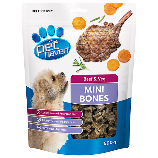 Pet Haven Mini Bones Beef & Veg 500g