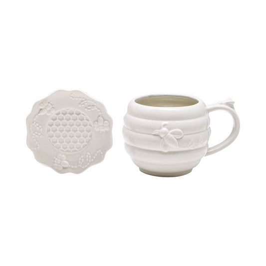 Embossed Bees 3D Cup With Saucer 500mL Assorted