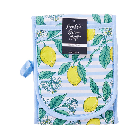 Printed Double Oven Glove Lemon