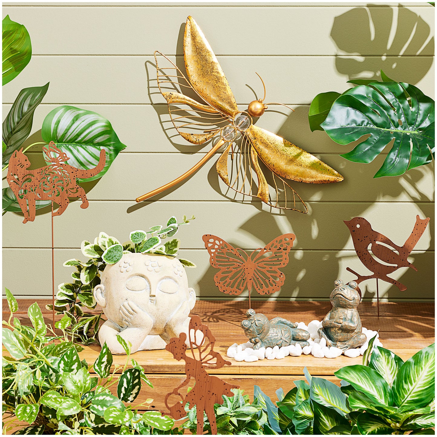 Gold Metal Dragonfly Wall Art 46 x 37cm