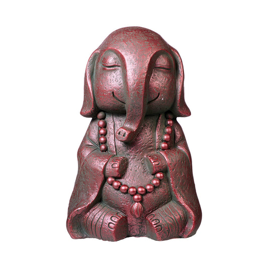 Cement Elephant Ornament Red 19.5cm