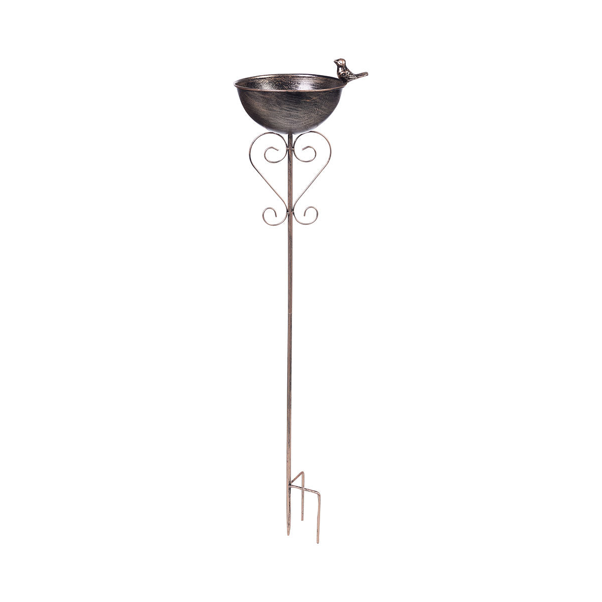 Bronze Metal Bird Bath Garden Stake 84cm