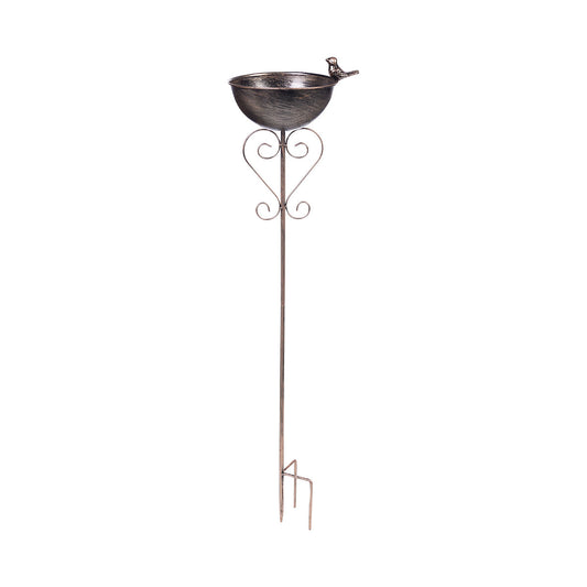 Bronze Metal Bird Bath Garden Stake 84cm