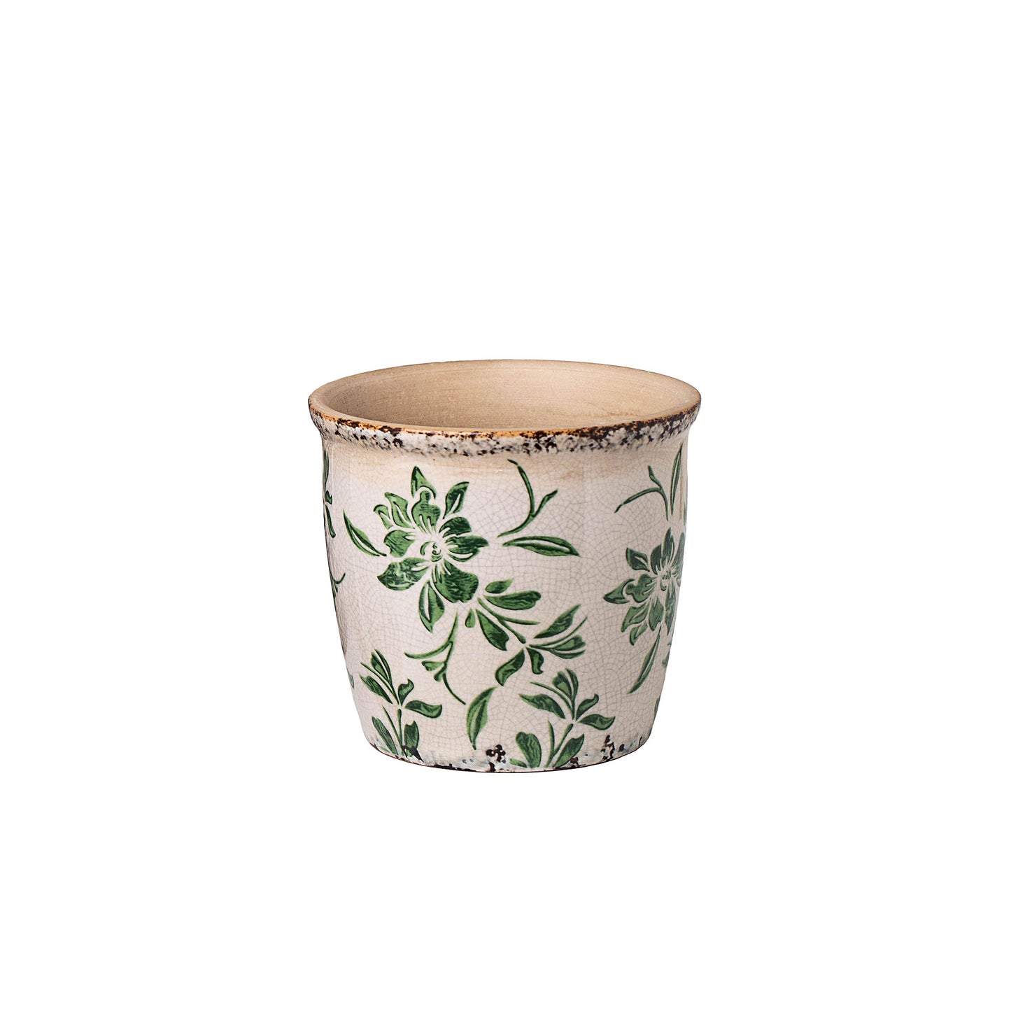 Ceramic Glazed Floral Crackle Small Assorted 12x11cm
