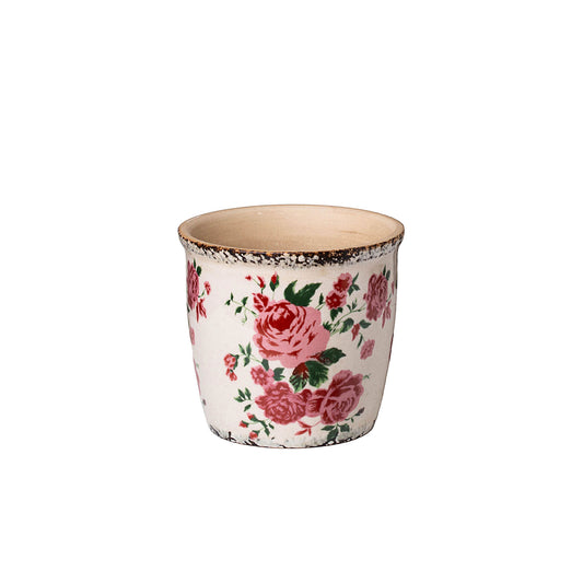 Ceramic Glazed Floral Crackle Small Assorted 12x11cm