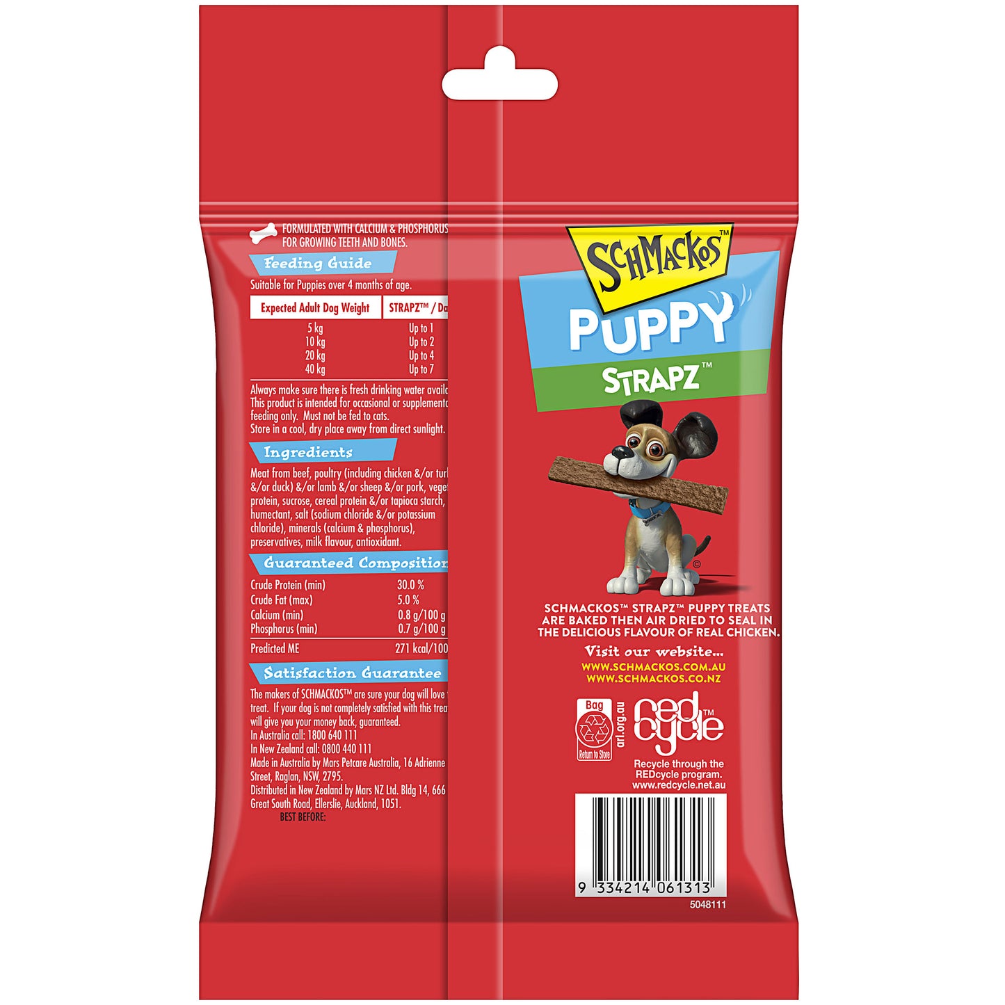 Schmackos Strapz Puppy Treats Chicken Milk 200g