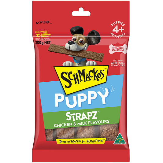 Schmackos Strapz Puppy Treats Chicken Milk 200g