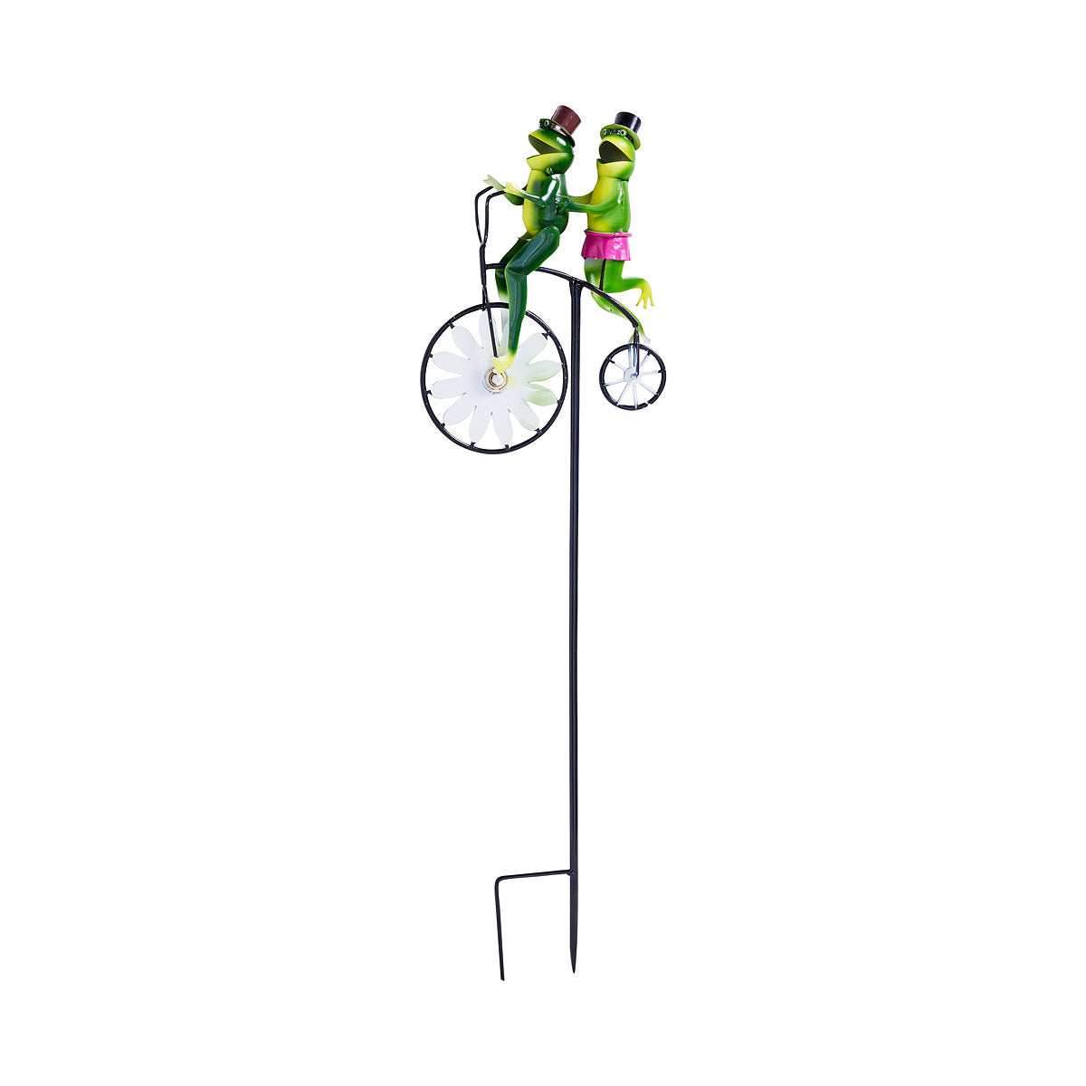 Frog On Bike Metal Garden Stake 73cm
