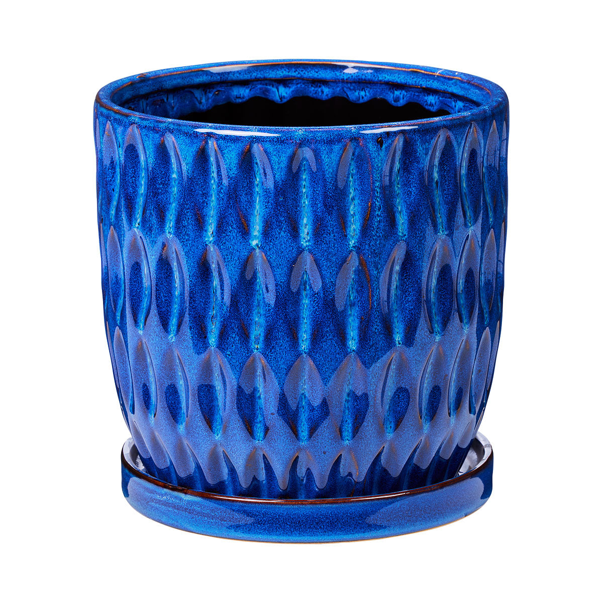 Ceramic Geo Pot Blue Large 18.5x18cm