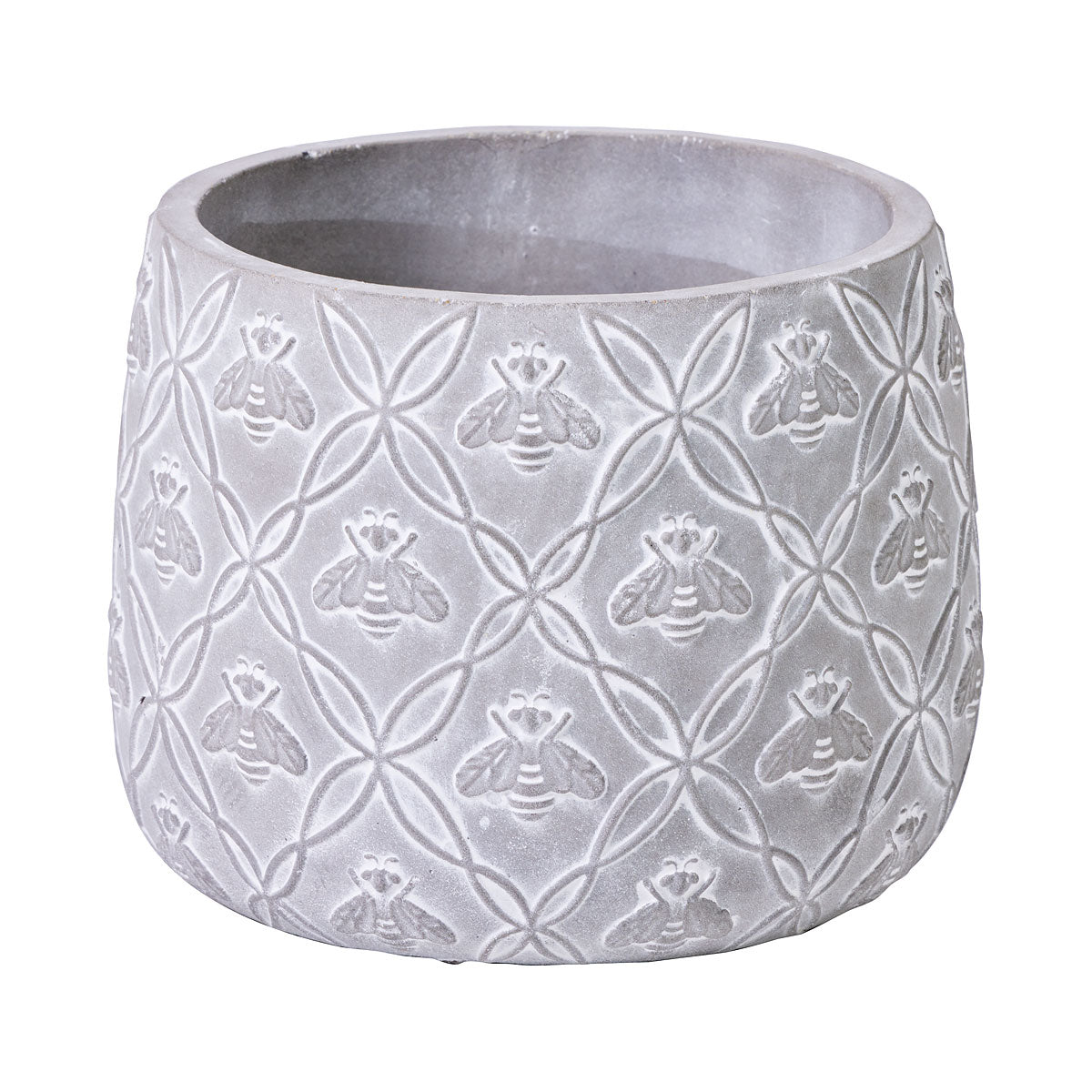 Cement Bee Pot Grey Whitewash Medium 13x12.5cm