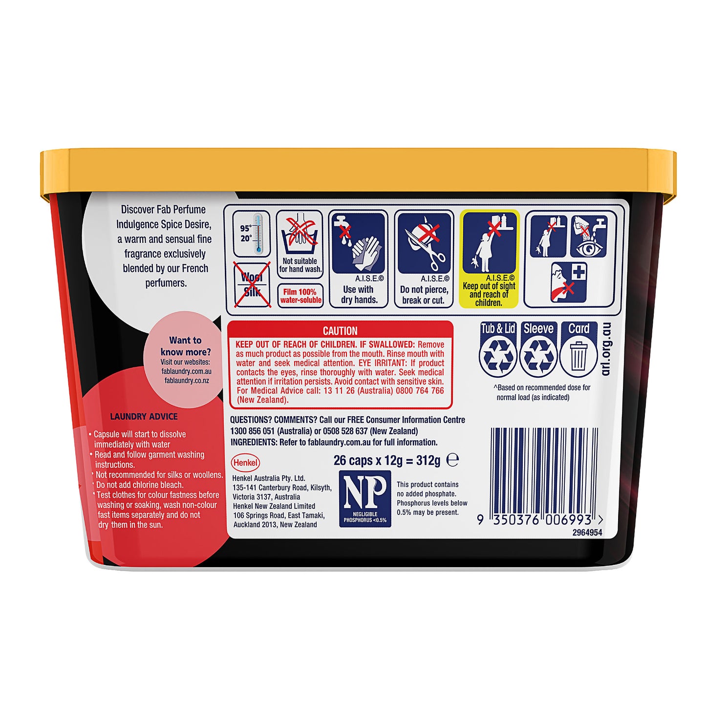 Fab Triple Laundry Capsules Spice Desire 26pk