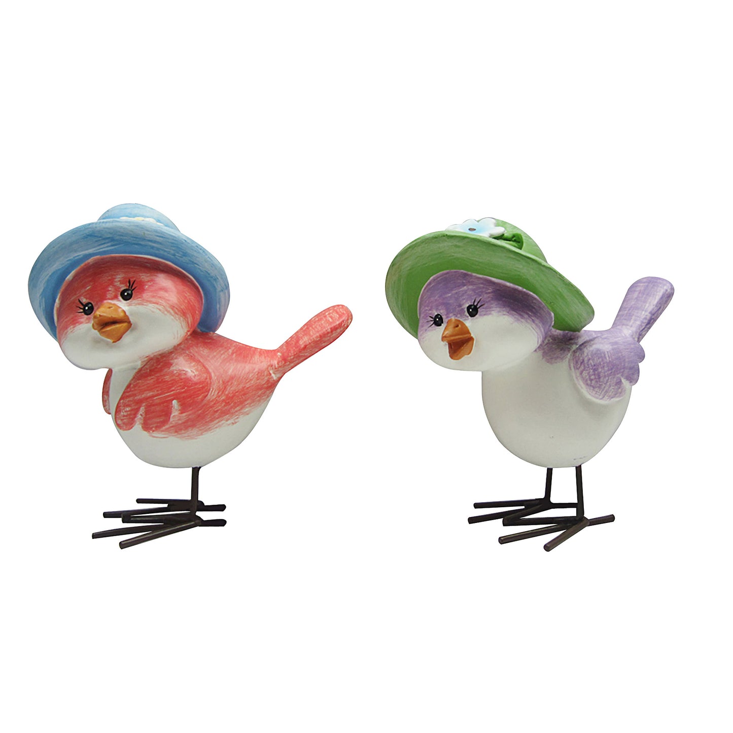 Poly Resin Bird With Hat Ornament Small Assorted 9.8cm