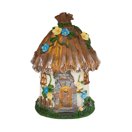 Solar Fairy House White Garden Statue