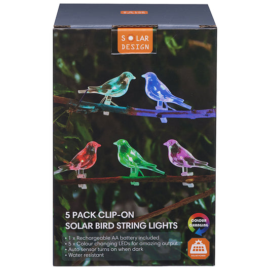 Solar Bird Light With Clip 5pk