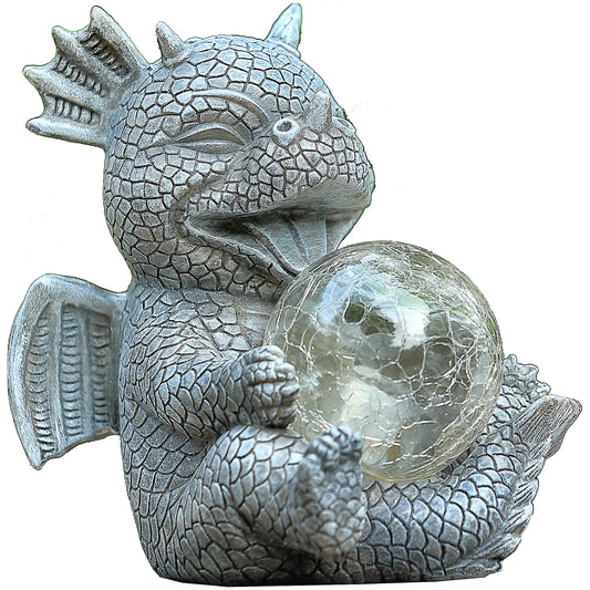 Solar Adorable Dragon Garden Statue