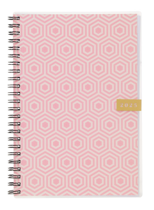 2025 Diary A5 Week to View Pnk Honeycomb