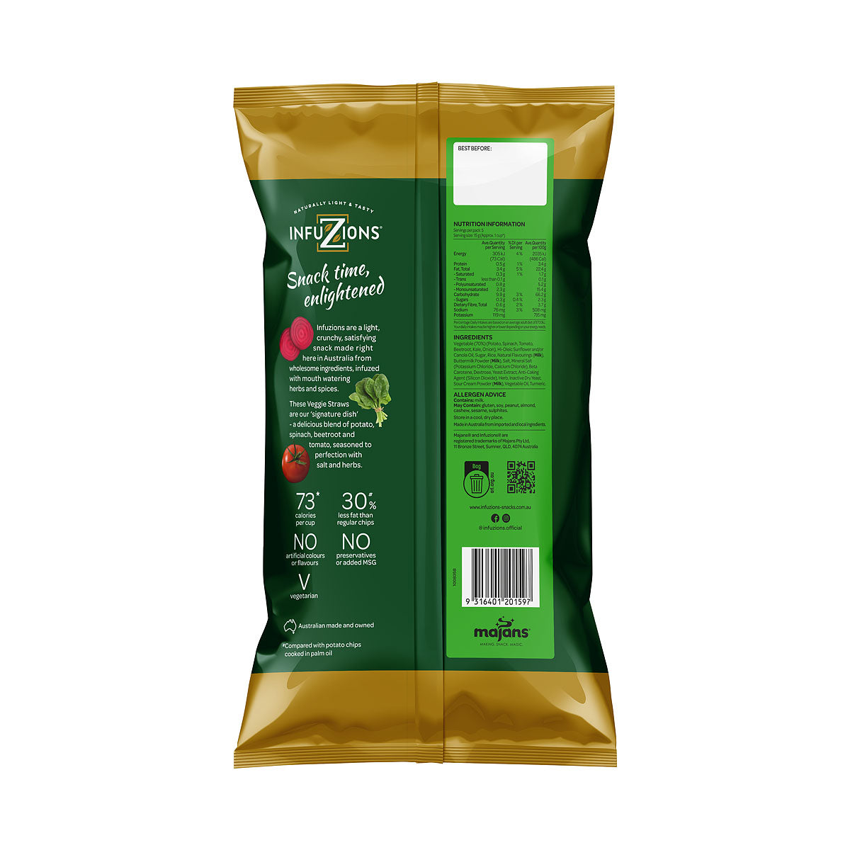 Infuzions Veggie Straws SC&Herbs 75g 5PK