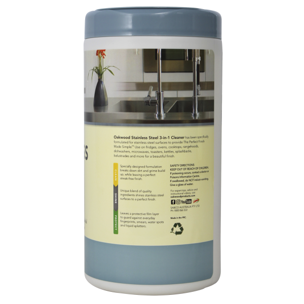 Oakwood Stainless Steel 3in1 Wipes 100pk