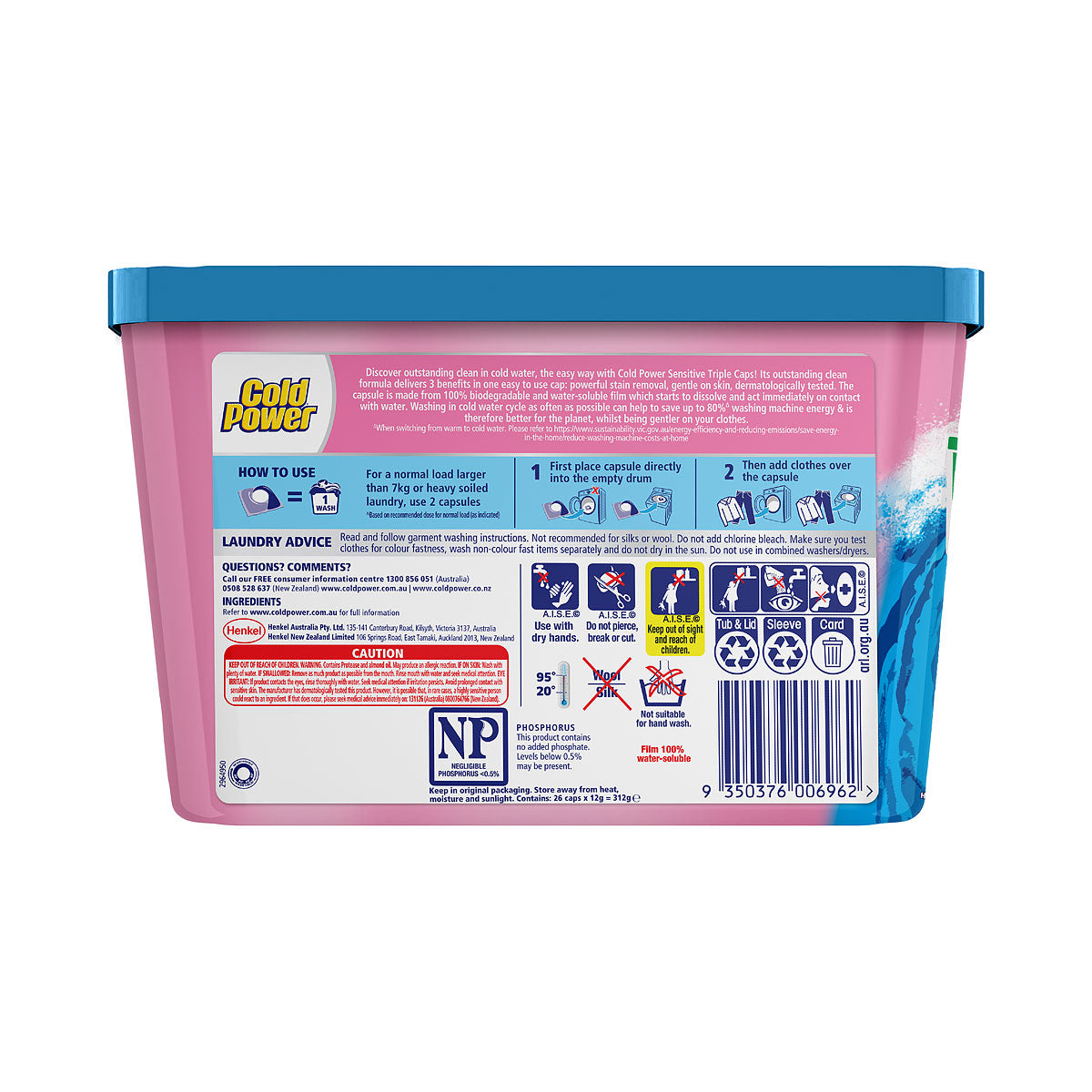 Cold Power Sensitive Laundry Capsules 26pk