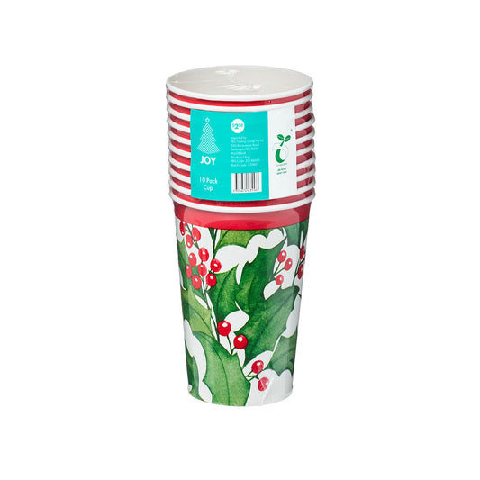 Christmas Paper Cup Holly 10pk