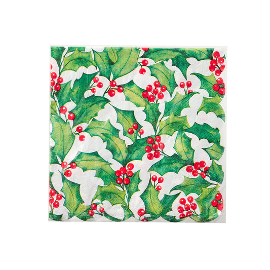 Christmas Lunch Napkin Holly 20pk