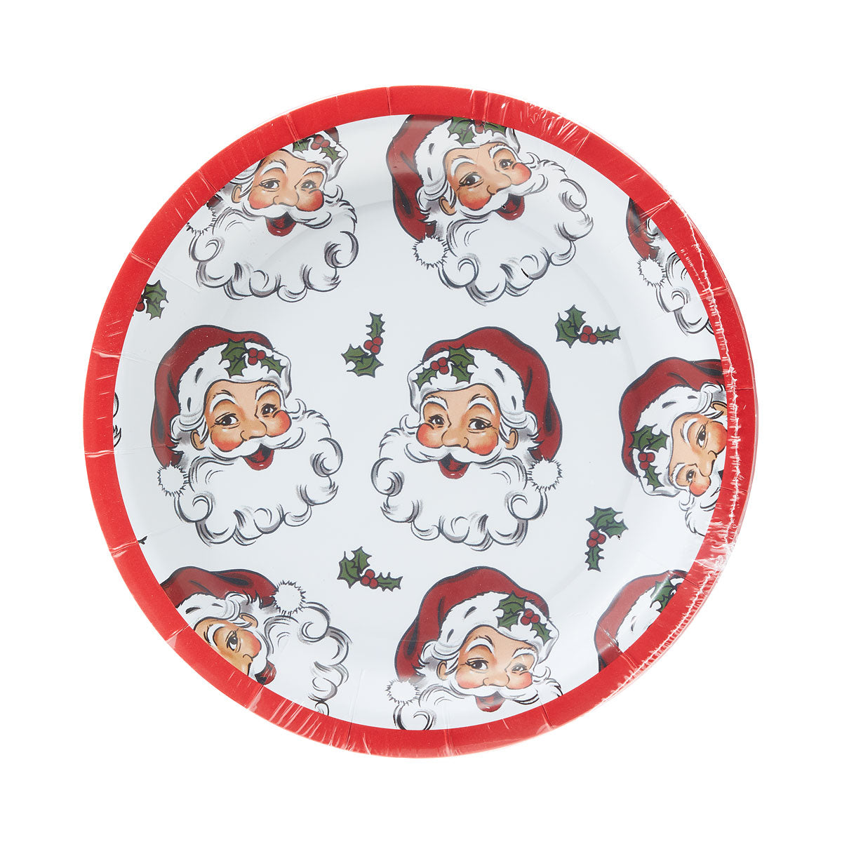 Christmas Paper Side Plate Santa/Stripe 15pk