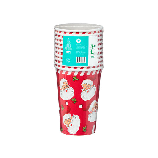 Christmas Paper Cup Santa/Stripe 10pk