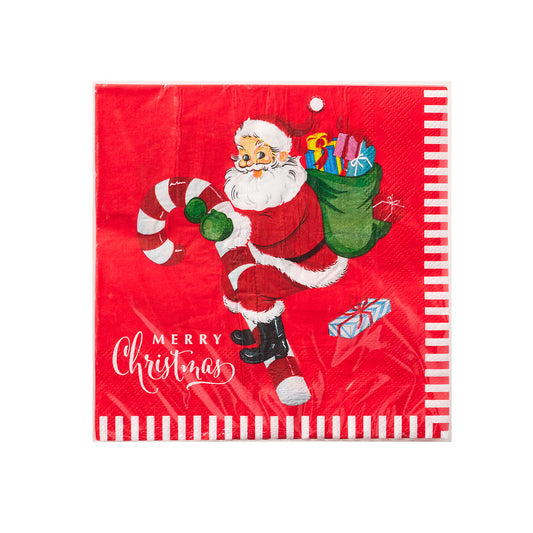 Christmas Lunch Napkin Santa/Stripe 20pk