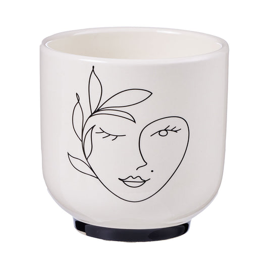 Ceramic Glazed Face Design Pot Small Assorted 10cm