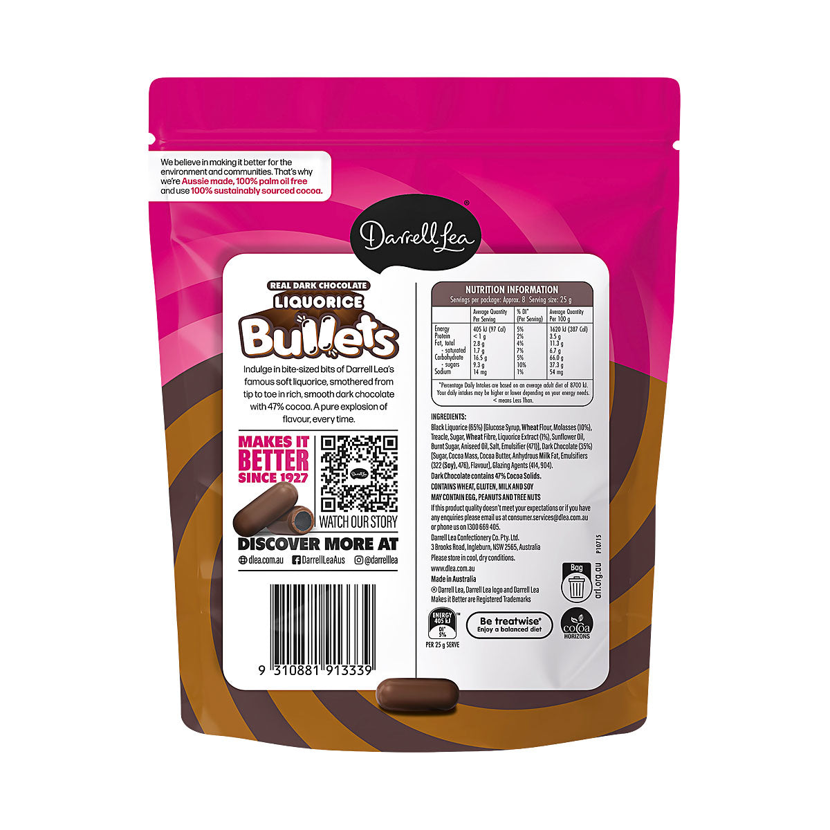 Darrell Lea Dark Chocolate Bullets 204g