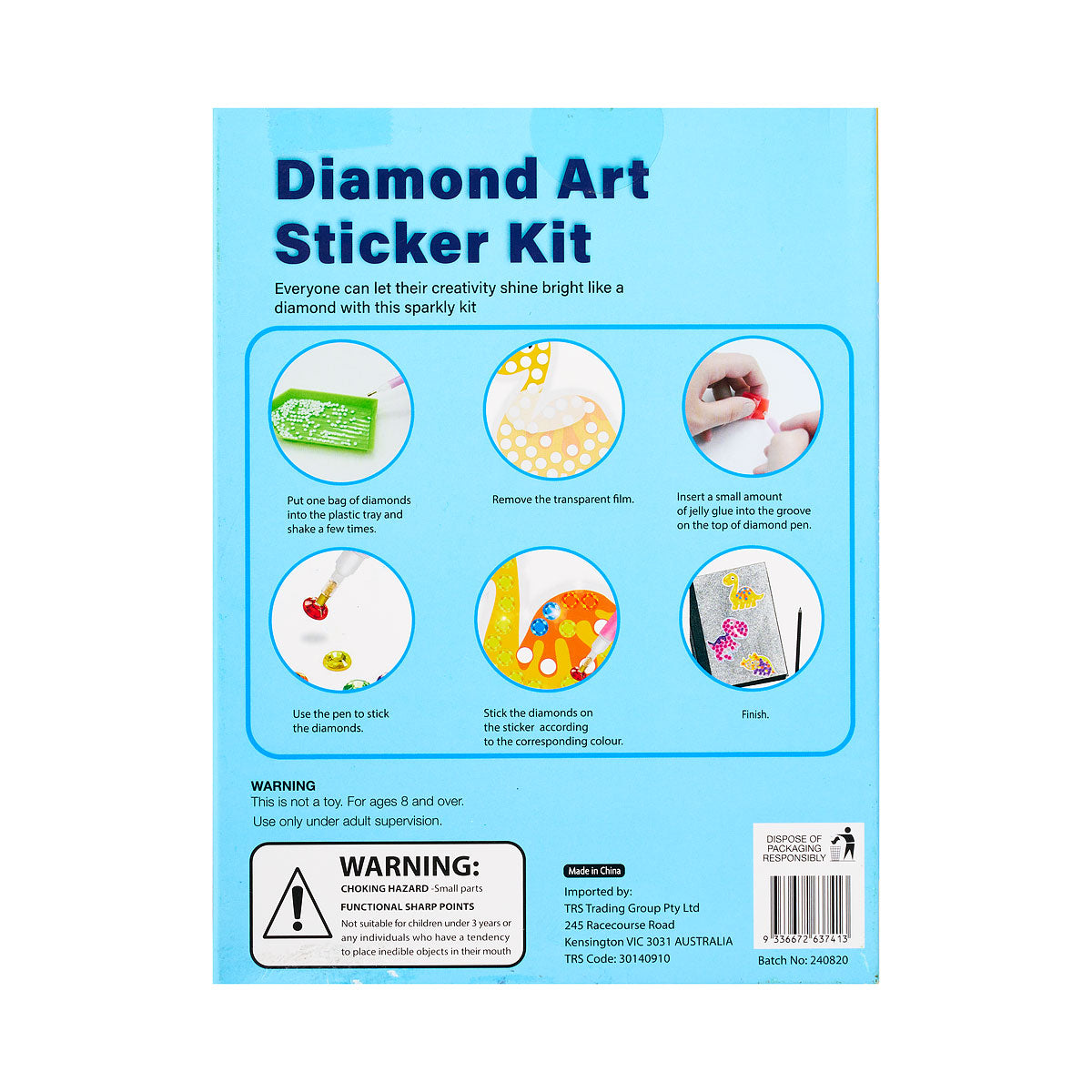 Diamond Painting Kit Dinosaur 12pc