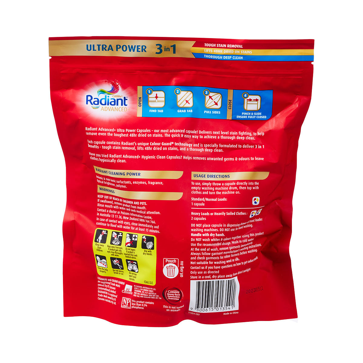 Radiant Advanced+ Ultra Power 3-in-1 Laundry Capsules Detergent 28pk