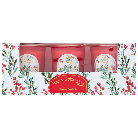 Christmas Berry Votive Candles 3pk