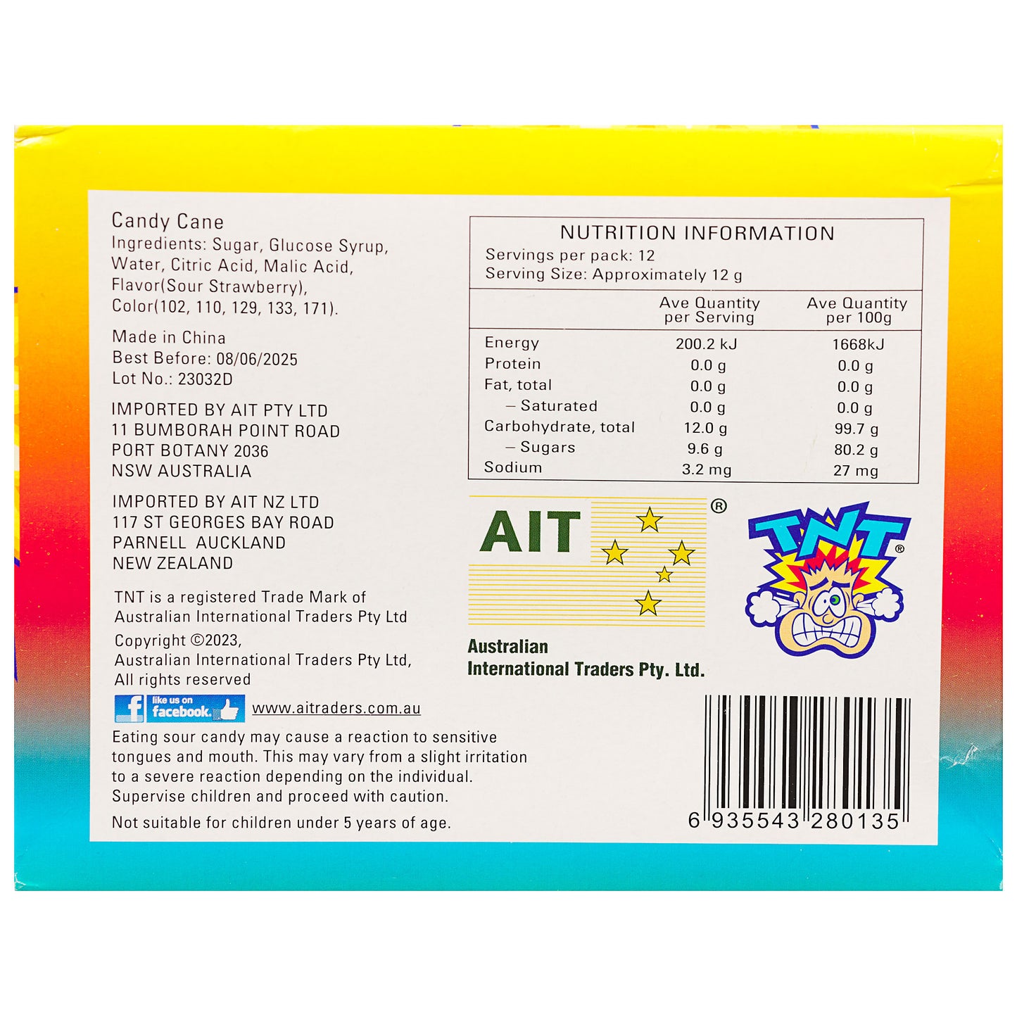 TNT Rainbow Candy Canes 12Pk