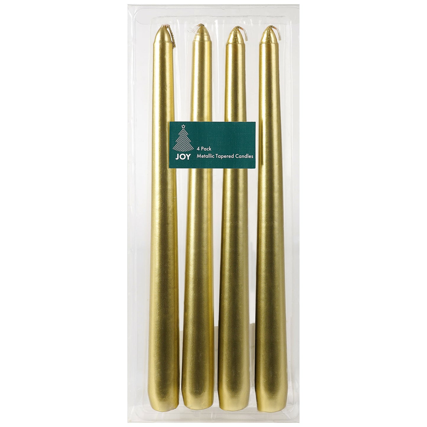 Christmas Metallic Tapered Candles 4pk