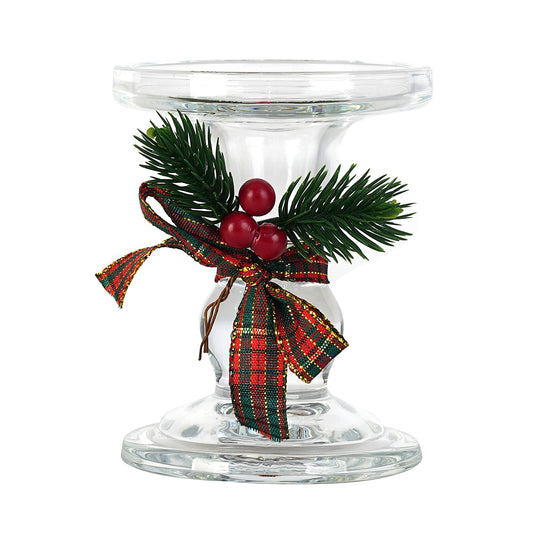 Christmas Pillar Candle Holder With Trim