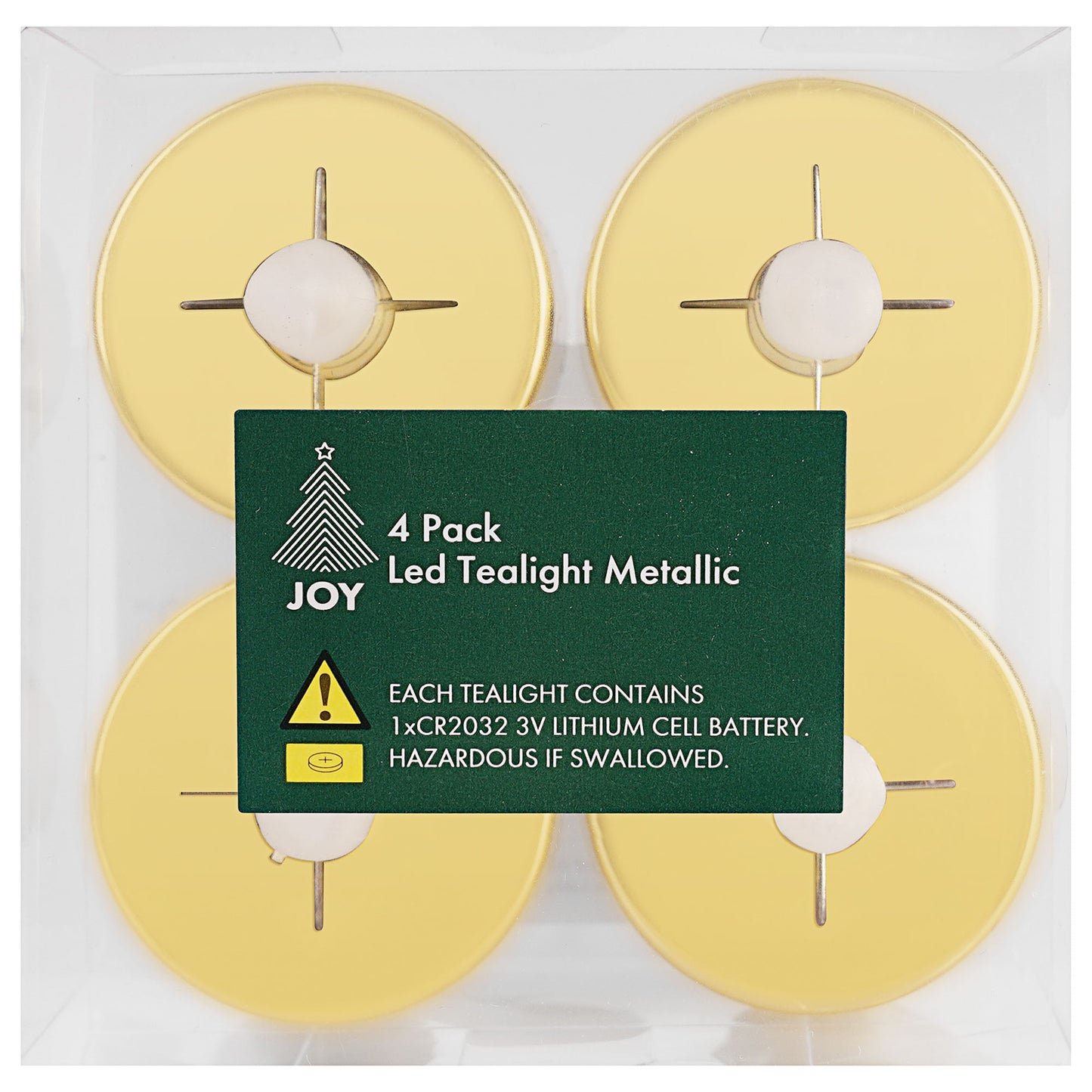 Christmas LED Metallic Gold Tealight 4pk