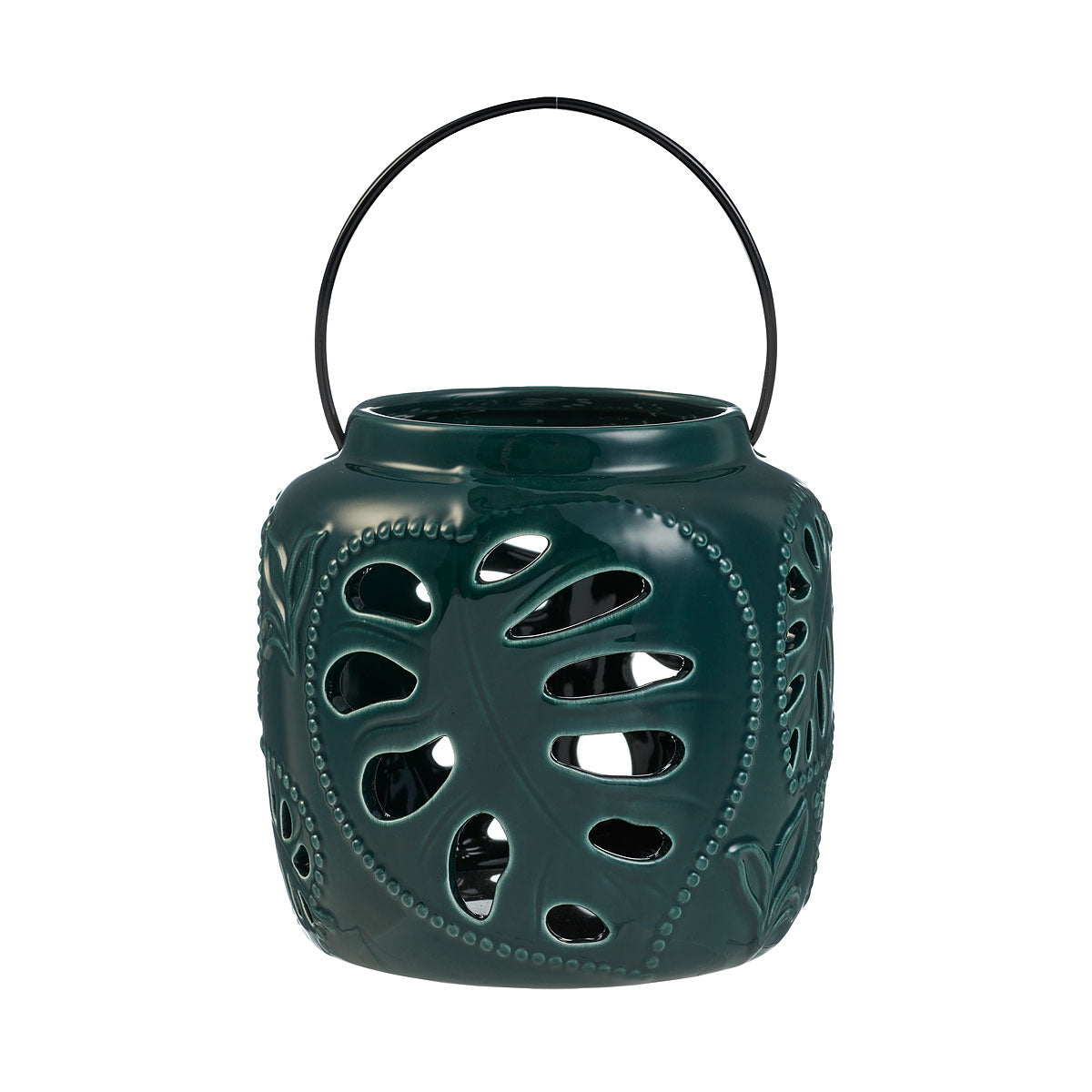 Palm Leaf Ceramic Lantern