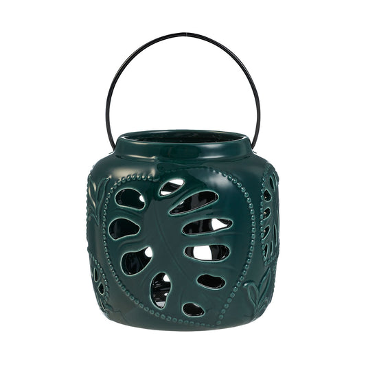 Palm Leaf Ceramic Lantern