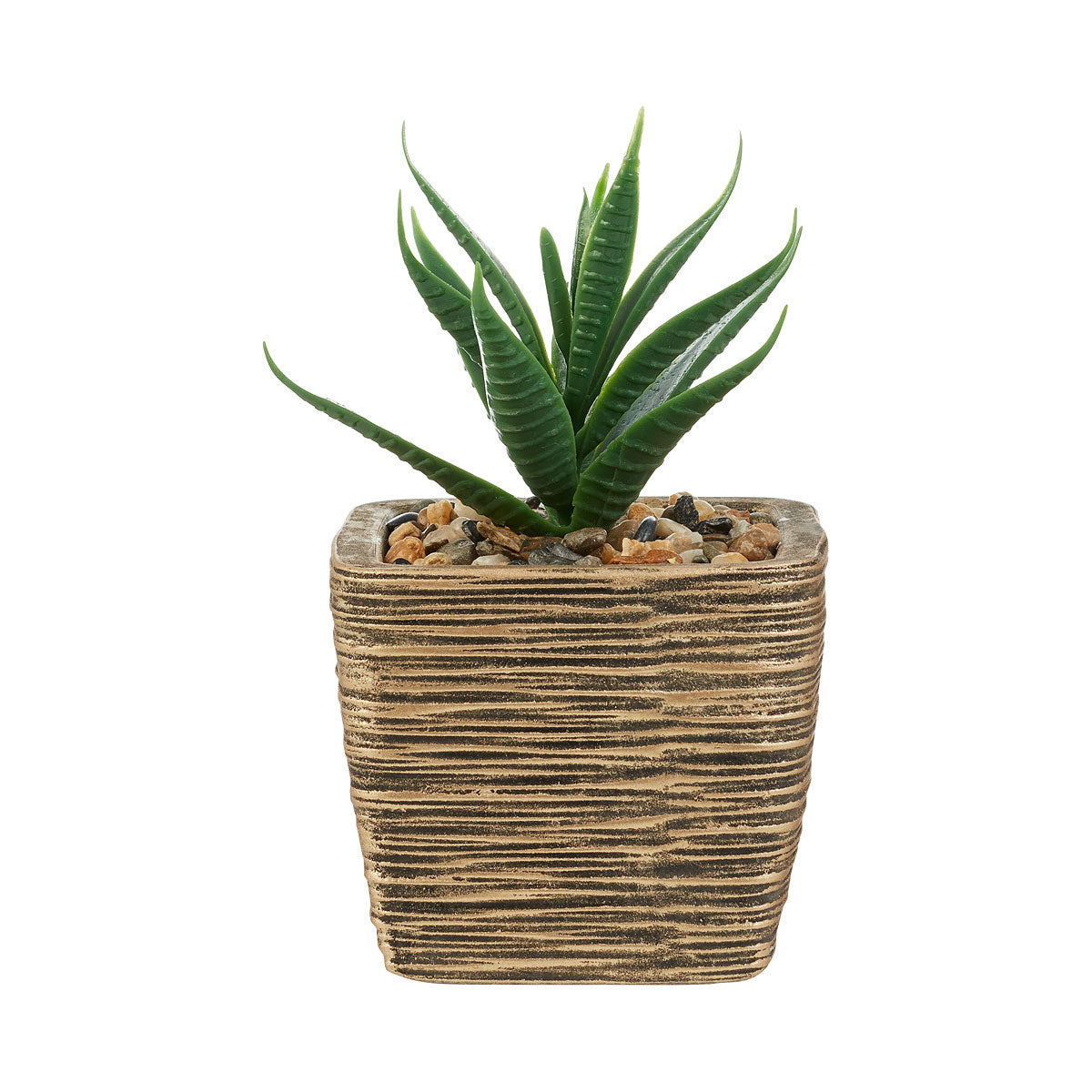 Faux Succulent In Ribbed Gold Pot Assorted