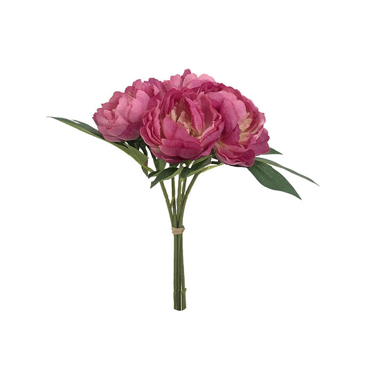 Triple Faux Camelia Bunch Fuchsia/Yellow