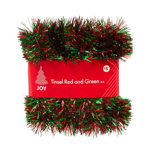 Christmas Tinsel Red/Green 6ply 7cm 4M