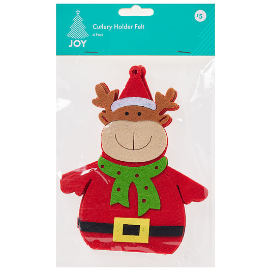 Christmas Felt Cutlery Holder 4pk Assorted