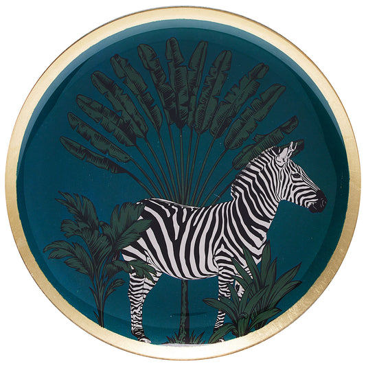 Jungle Zebra Glass Plate