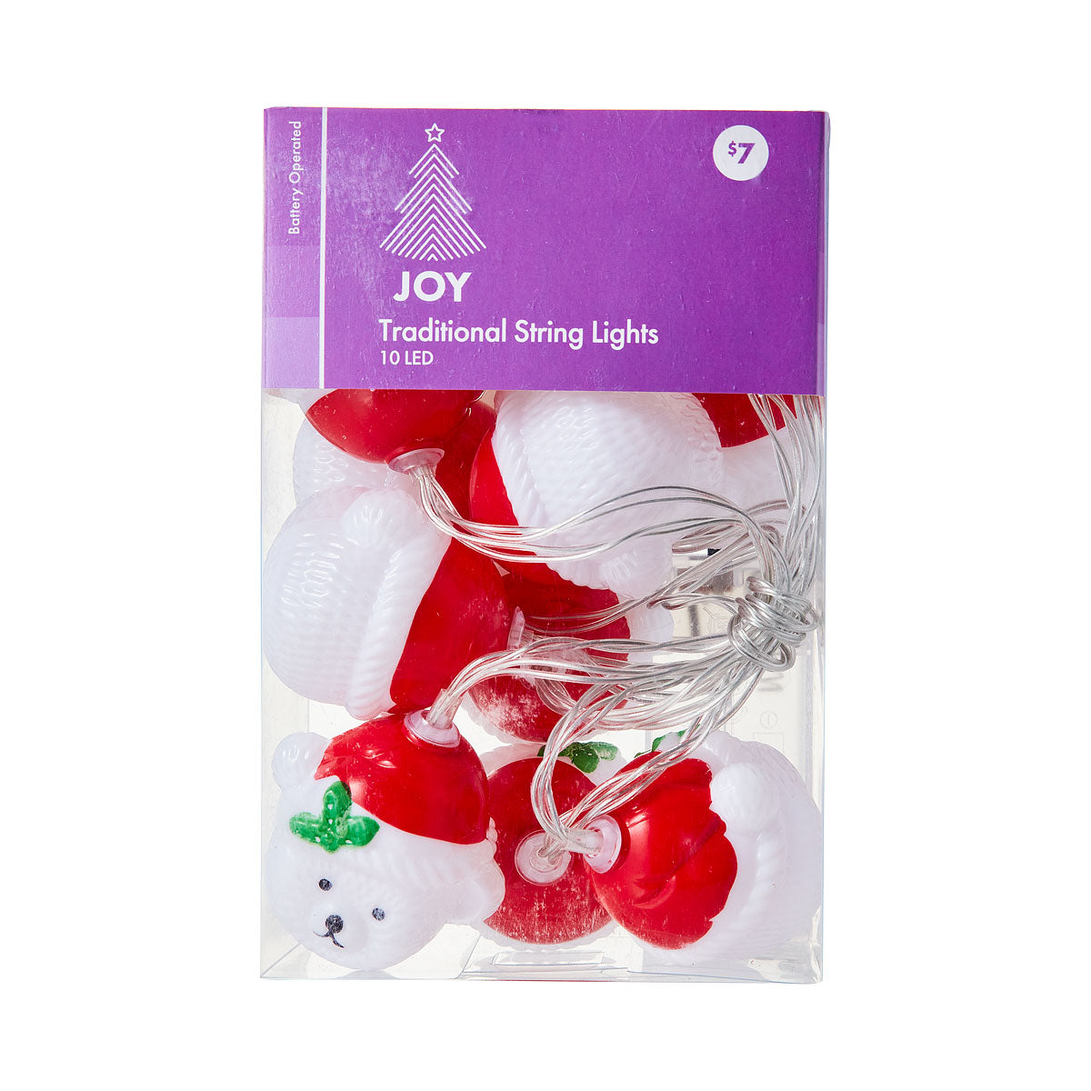 Christmas Battery-Operated Character Head Lights 10 LED Assorted