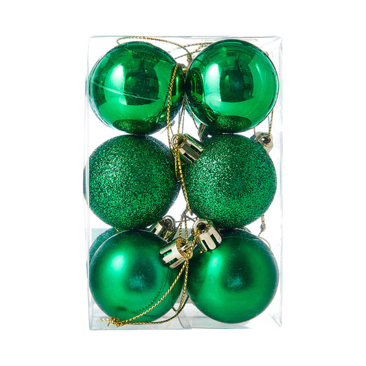 Christmas Baubles Green/White 4cm 12pk