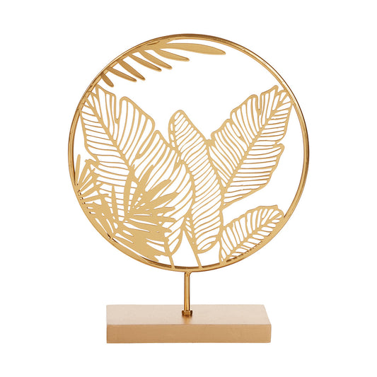 Jungle Metal Round Tabletop Palms On Stand