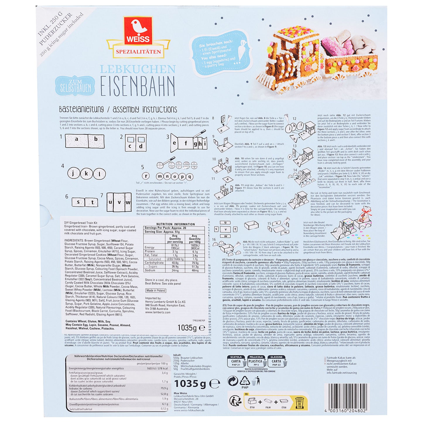 Weiss Lebkuchen Train DIY Kit 1035g