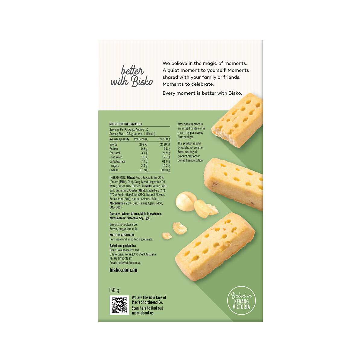Bisko Shortbread Macadamia 150g