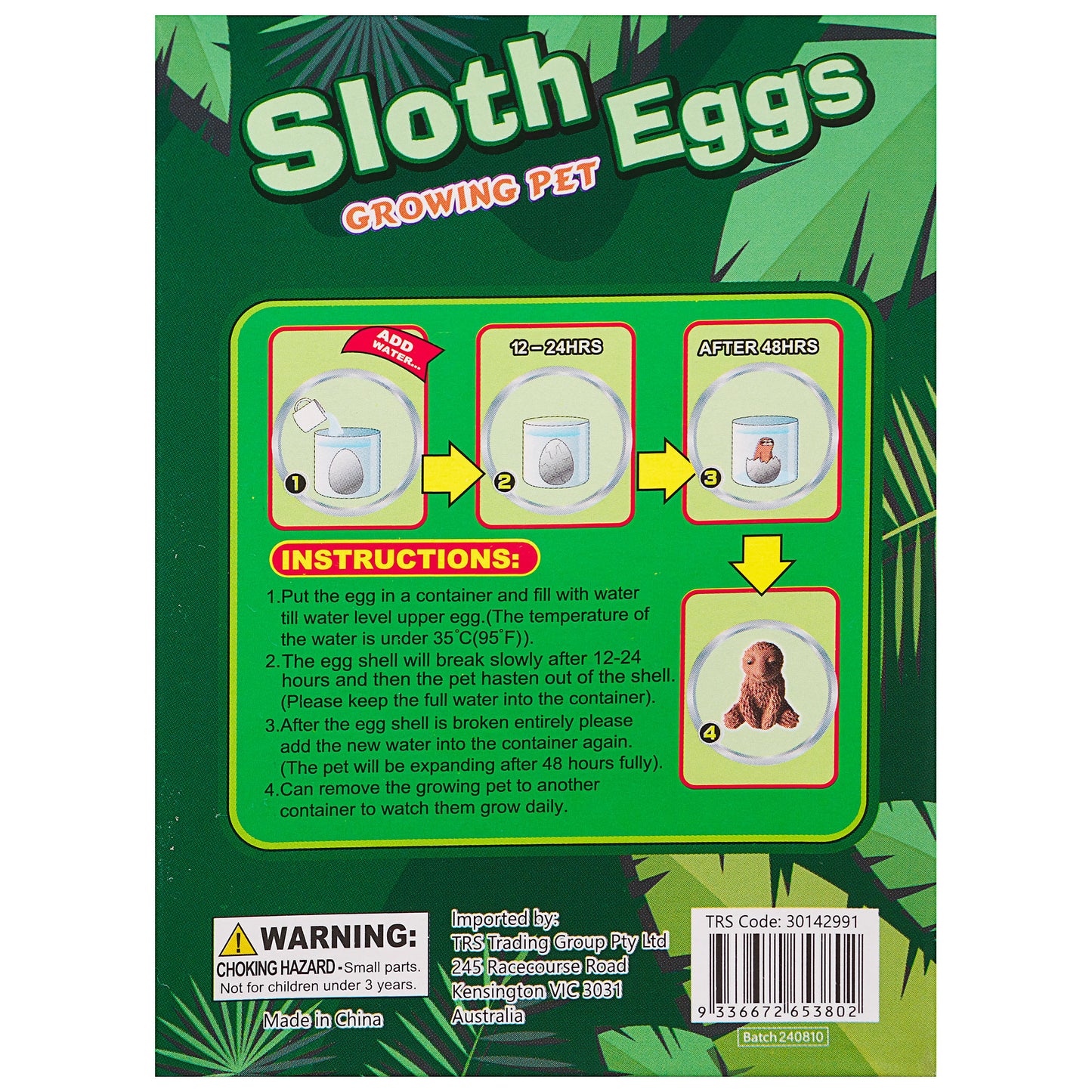 Growing Pet Sloth Egg